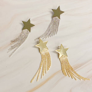 Star Shine Cascade Earrings: Silver