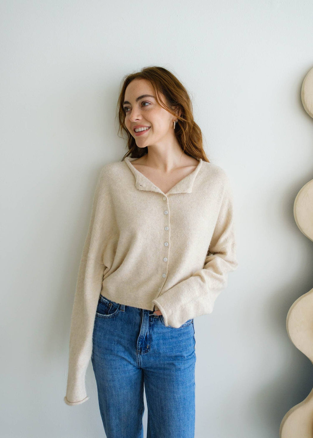 Soft Lightweight Cream Piper Cardigan