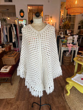 Load image into Gallery viewer, Vintage Knit White Poncho &amp; Hat Set
