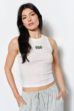 Load image into Gallery viewer, Pretty Garbage Olive Bead Embroidered Tank
