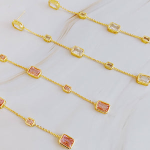 Five Stones Dangle Drop Earrings: Crystal Clear
