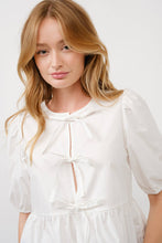 Load image into Gallery viewer, Poplin Front Bow Tie Peplum Blouse
