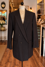Load image into Gallery viewer, Vintage Brown Double Breasted Pin Stripe Blazer
