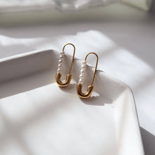 Load image into Gallery viewer, Pearl Safety Pin Earrings
