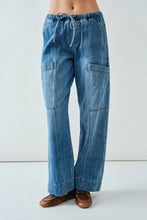 Load image into Gallery viewer, Aaron &amp; Amber Drawstring Waist Straight Soft Denim Pants
