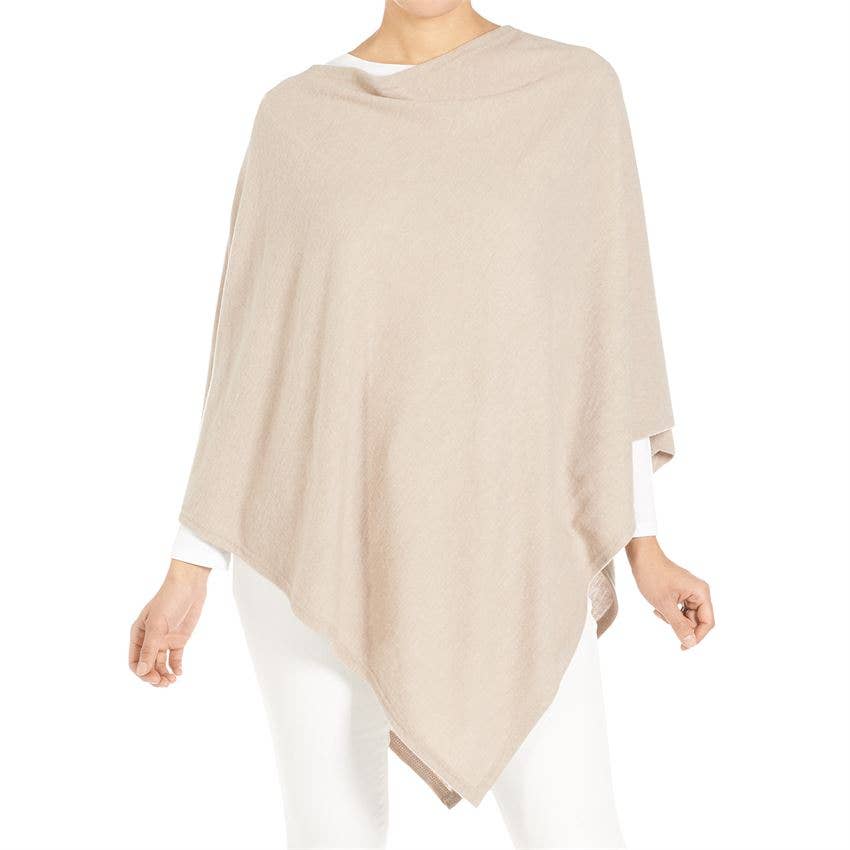 Lightweight Brushed Poncho - Taupe