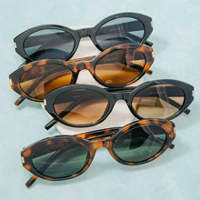 Load image into Gallery viewer, Metallic Accent Oval Acetate Sunglasses
