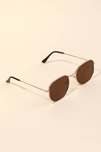 Hexagon Thin Metallic Frame Sunglasses