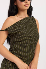 Load image into Gallery viewer, Emory Park Asymmetrical Striped Twisted Sleeve Top
