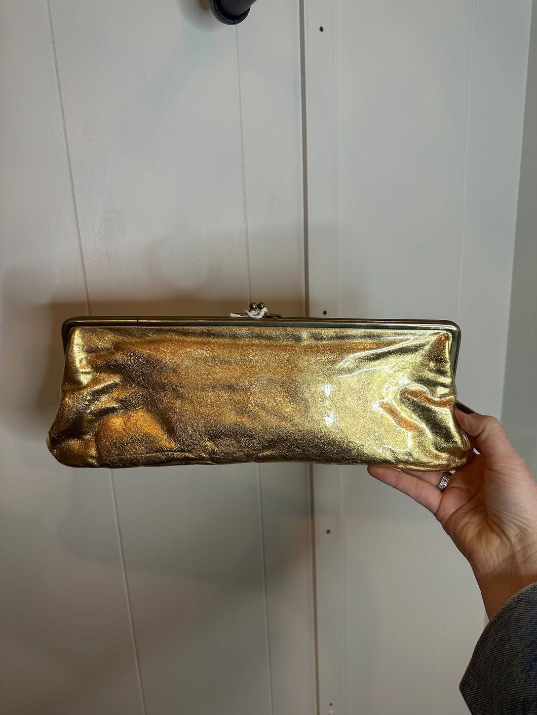 Vintage Metallic Gold Long Clutch