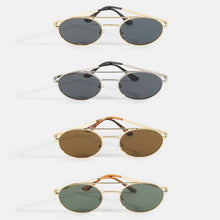 Load image into Gallery viewer, Slim Oval Double Bridge Metal Frame Sunglasses
