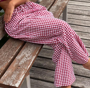 Gingham Lounge Pant- Red