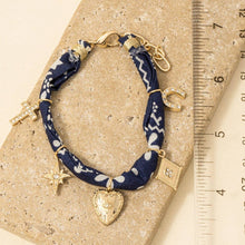 Load image into Gallery viewer, Heart Cross And Star Charms Bandana Bracelet
