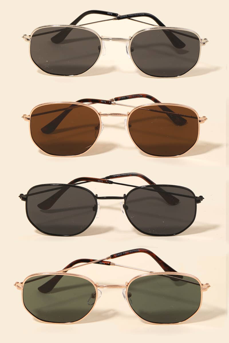 Hexagon Thin Metallic Frame Sunglasses – Be Mine Boutique  display picture 1