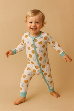 Load image into Gallery viewer, Bamboo Footie Pajamas Onesie - Milk &amp; Cookies

