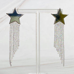 Star Shine Cascade Earrings: Silver
