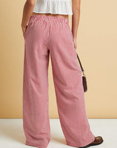 Gingham Lounge Pant- Red