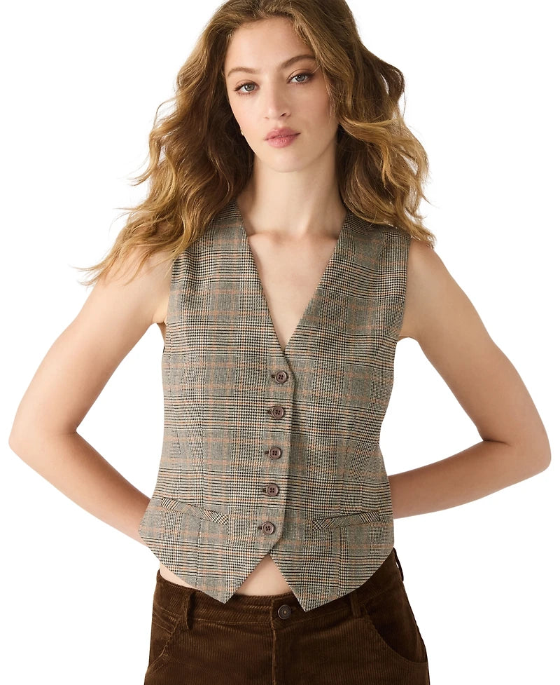 Steve Madden Plaid Barrett V-neck Top