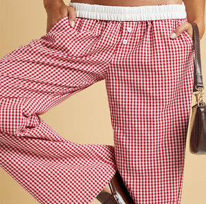 Gingham Lounge Pant- Red