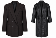Load image into Gallery viewer, Vintage Brown Double Breasted Pin Stripe Blazer
