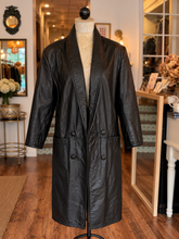 Load image into Gallery viewer, Vintage Black Leather Trench Coat
