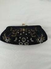 Load image into Gallery viewer, Vintage Beaded Black Clutch w/ Chain
