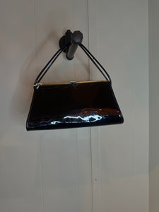 Vintage Black Patent Leather Handle Purse