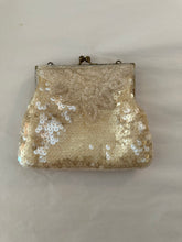Load image into Gallery viewer, Vintage Cream Sequin Beaded Purse w/ Chain
