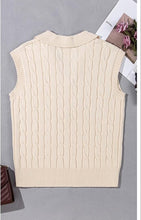 Load image into Gallery viewer, Cable Knit Vneck Collared Vest
