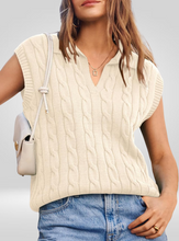 Load image into Gallery viewer, Cable Knit Vneck Collared Vest
