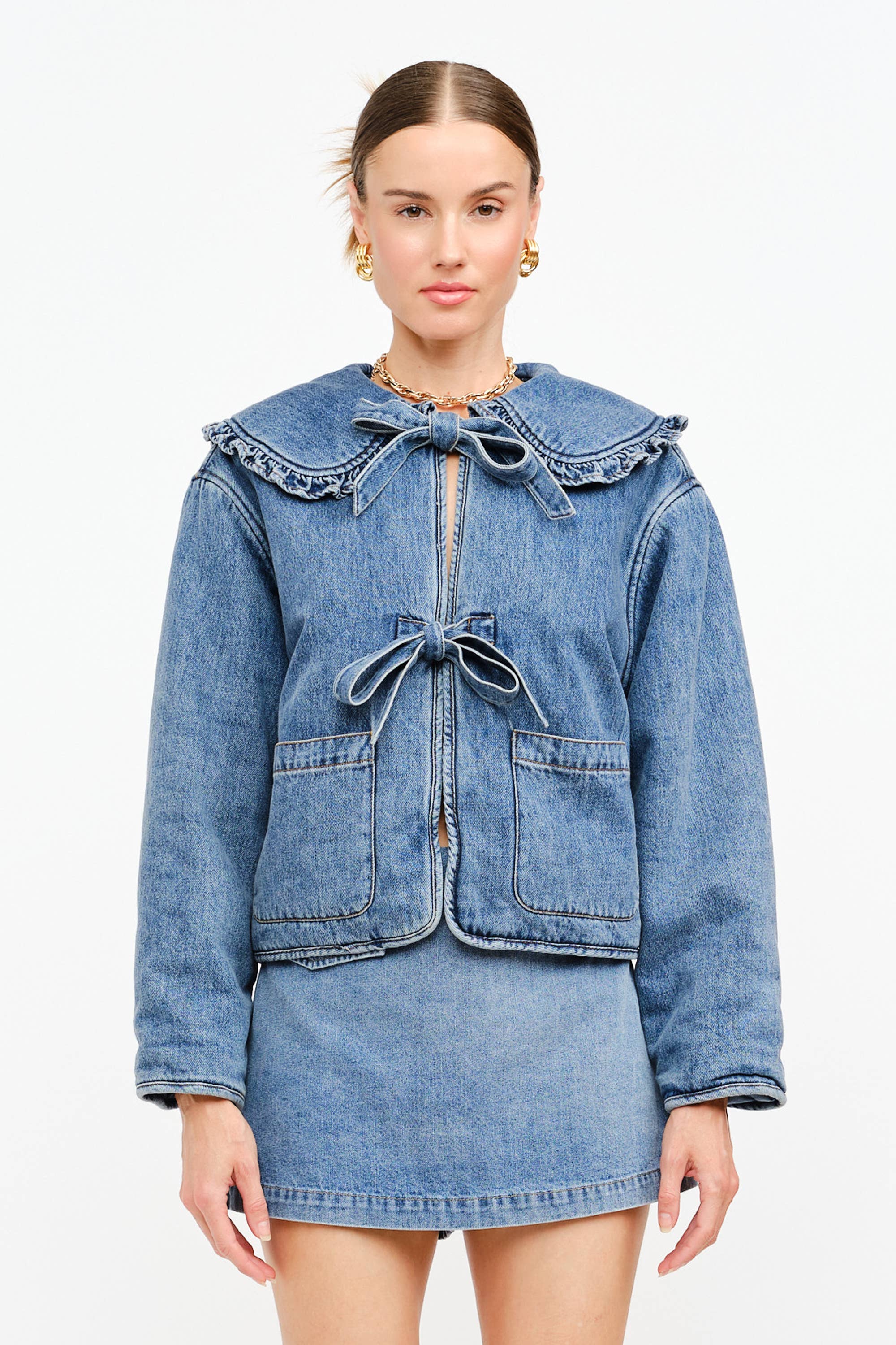 Sofie The Label Kensie Denim Ruffle Collar Jacket – Be Mine