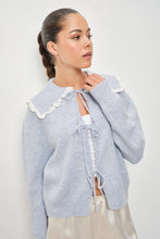 Load image into Gallery viewer, Pretty Garbage Lace Trim Tie Front Collar Cardigan

