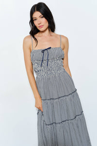 Gingham Smocked Waist Maxi Dress