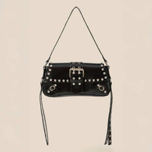 Load image into Gallery viewer, Glossy Leather Rivet Trim Shoulder Bag
