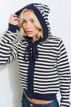 Load image into Gallery viewer, Pretty Garbage Striped Sweater Hoodie Cardigan
