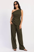Load image into Gallery viewer, Emory Park Asymmetrical Striped Twisted Sleeve Top

