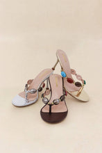 Load image into Gallery viewer, Stone Beaded Thong Heel Sandal

