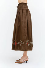 Load image into Gallery viewer, Sofie The Label Sivan Brown Embroidered Midi Skirt
