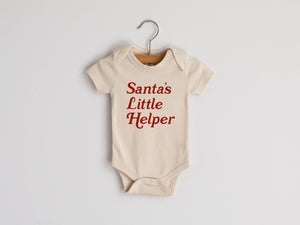 Cream "Santa's Little Helper" Organic Baby Bodysuit