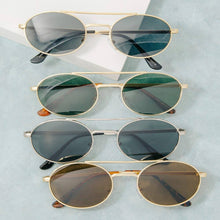 Load image into Gallery viewer, Slim Oval Double Bridge Metal Frame Sunglasses
