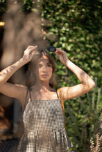 Load image into Gallery viewer, Gingham Tie Strap Peplum Top
