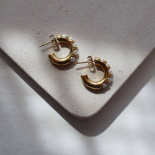 Load image into Gallery viewer, Nori Hoops | Pearl Hoop Earrings
