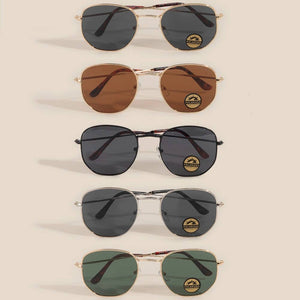 Polarized Hexagon Metal Frame Aviator Sunglasses