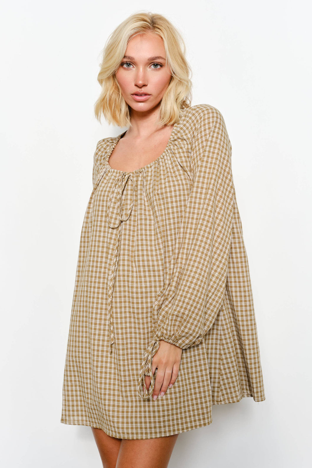Pretty Garbage Plaid Babydoll Mini Dress