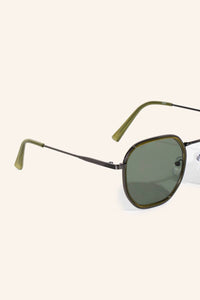 Hexagon Wire Metallic Trim Sunglasses