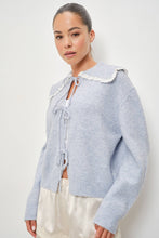 Load image into Gallery viewer, Pretty Garbage Lace Trim Tie Front Collar Cardigan

