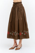Load image into Gallery viewer, Sofie The Label Sivan Brown Embroidered Midi Skirt
