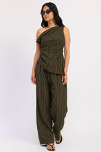 Load image into Gallery viewer, Emory Park Asymmetrical Striped Twisted Sleeve Top
