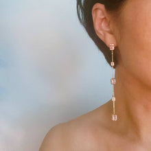 Load image into Gallery viewer, Five Stones Dangle Drop Earrings: Blush Pink
