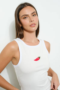 Pretty Garbage Chili Bead Embroidered Tank
